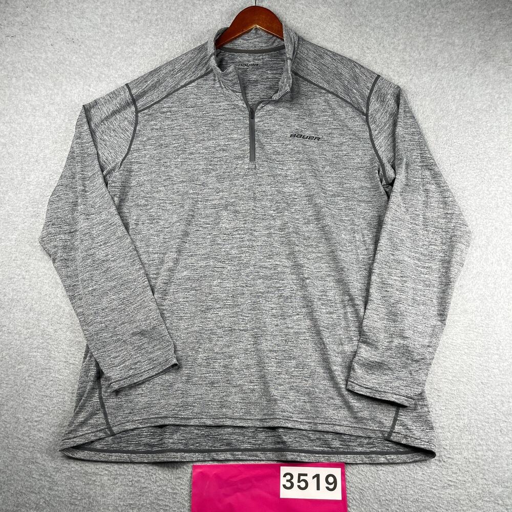 Bauer 1/2 Zip Long Sleeve Performanve Shirt Gray Heather Casual Mens 2XL